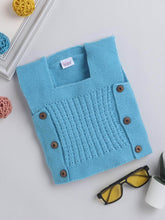 Little Angels Little Angels Baby Wool Square Neck Lace Rib Sleeveless Cardigan For Baby Boys Sleeveless/vests Warm Whispers Buttoned Baby Vest 0-3M / Blue / Baby Wool